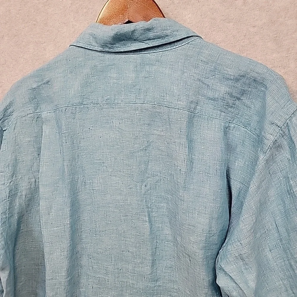 UNIQLO‎ Light Blue 100% Linen Long Sleeve Button Up Shirt Men's Size XL